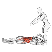 Assisted Lying Leg Raise With Lateral Throw Down demonstration animation
