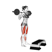 Barbell Squat Jump Step Rear Lunge demonstration animation