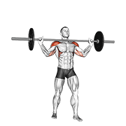 Barbell Standing Wide Military Press demonstration animation