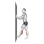 Calf Push Stretch With Hands Against Wall demonstration animation