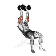 Dumbbell Incline Triceps Extension demonstration animation