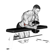 Dumbbell Over Bench One Arm Neutral Wrist Curl demonstration animation